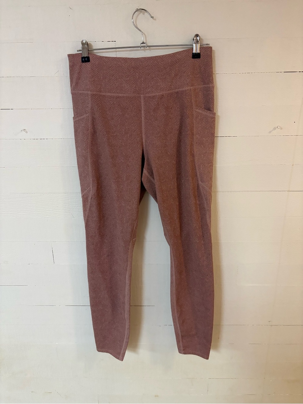AVIA Pink Herringbone Active Leggings Side Pocket Size L 12-14